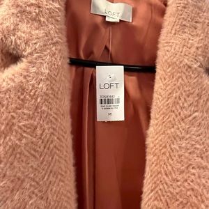 New LOFT coat, soft pink herringbone